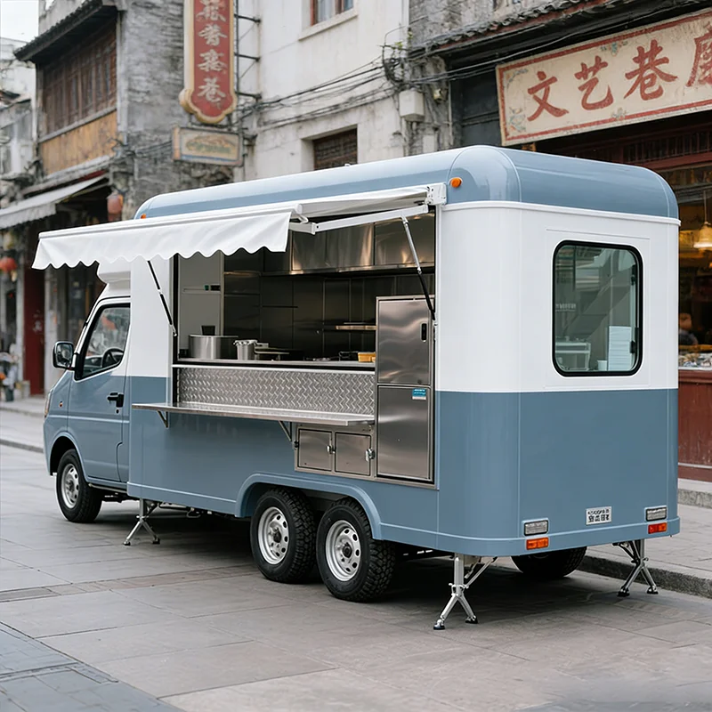 Custom Built Food Truck with Wrap Graphics and Branding and Customer Awning for Professional Appearance