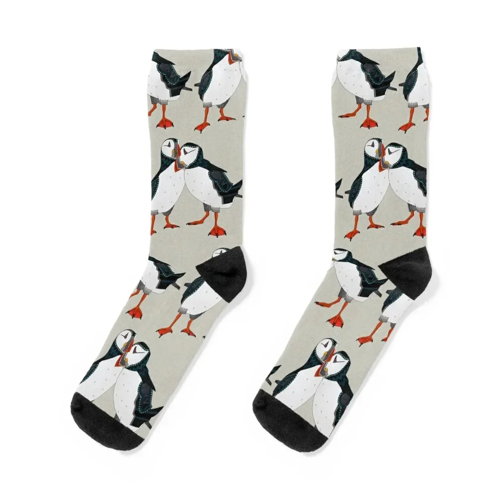 

puffin pair warm grey Socks football christmas gifts anti-slip cycling Socks Women's Men's