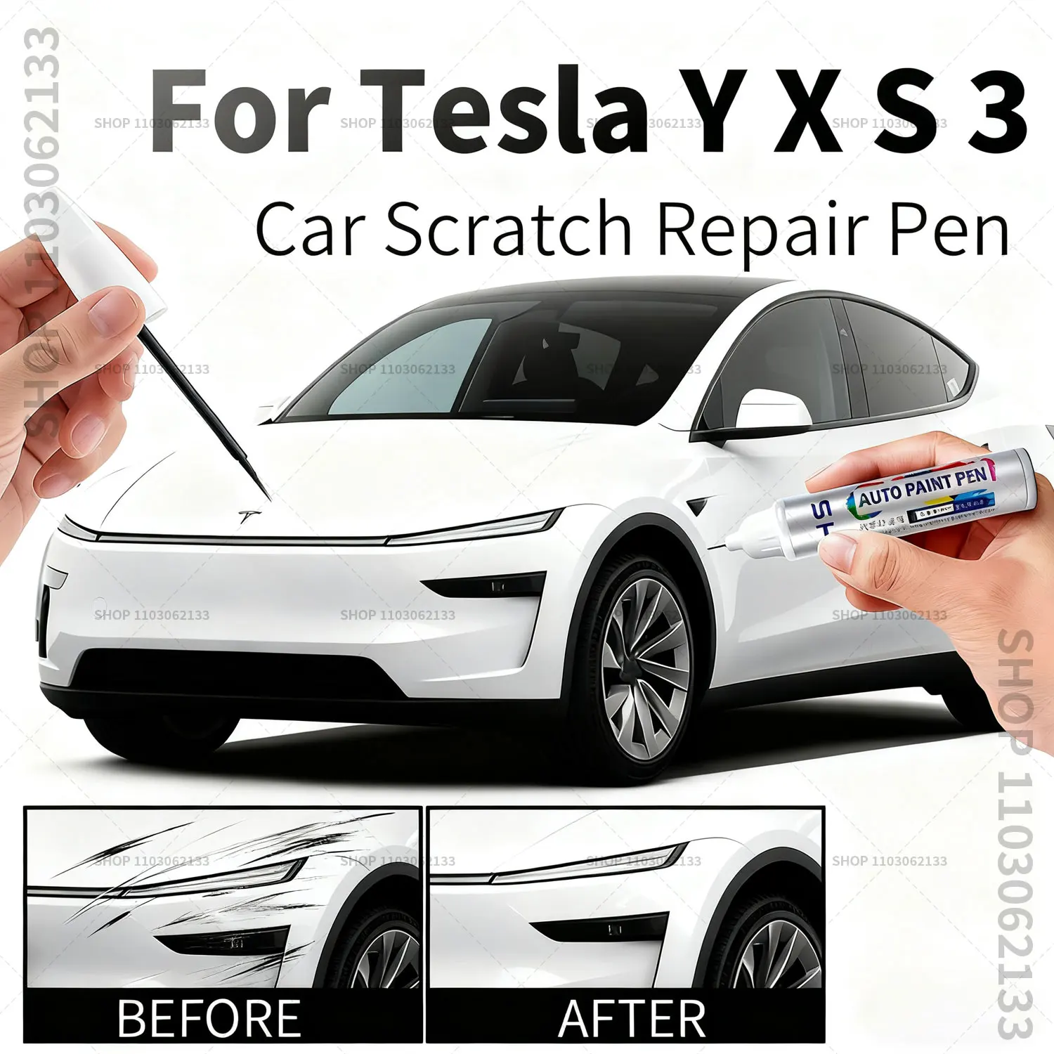 테슬라 모델 3 Y X S 차량 페인트 스크래치 수리 펜 터치업 휠 허브 터치업 펜 블랙 펄 화이트 실버 딥시 블루 레드