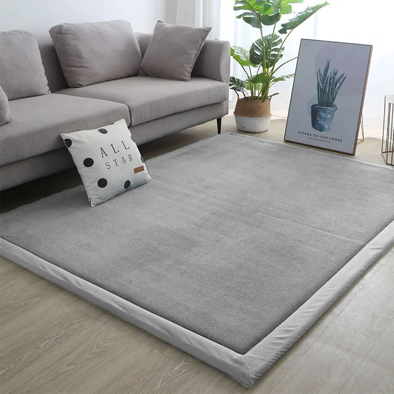 Alfombra grande de Tatami para sala de estar, alfombrillas gruesas para gatear, para dormitorio de niños y bebés, colchón suave de lana de Coral