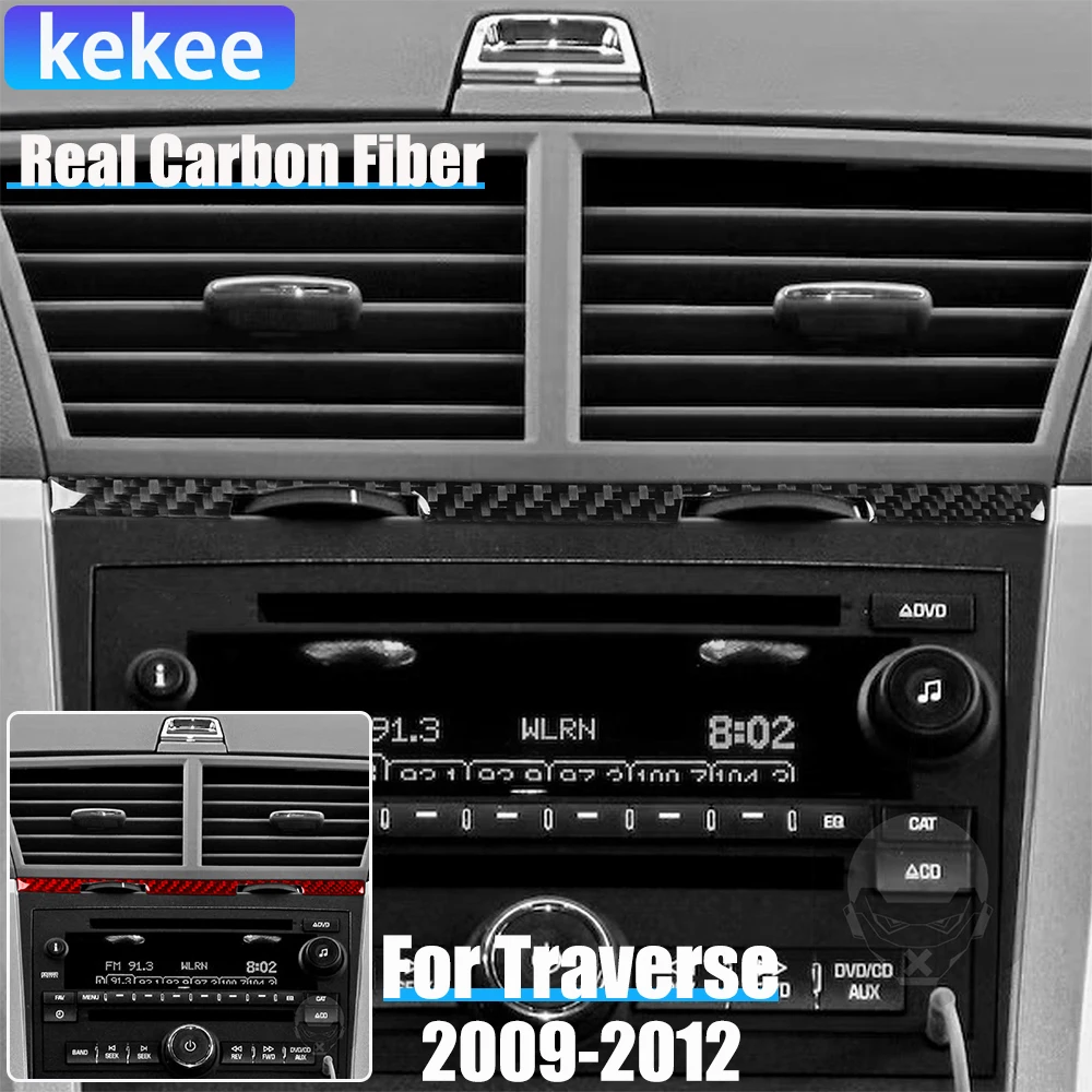 

Real Carbon Fiber Car Accessories Center Console Radio Strip Trim Cover Soft Sticker For Chevrolet Traverse 2009 2010 2011 2012
