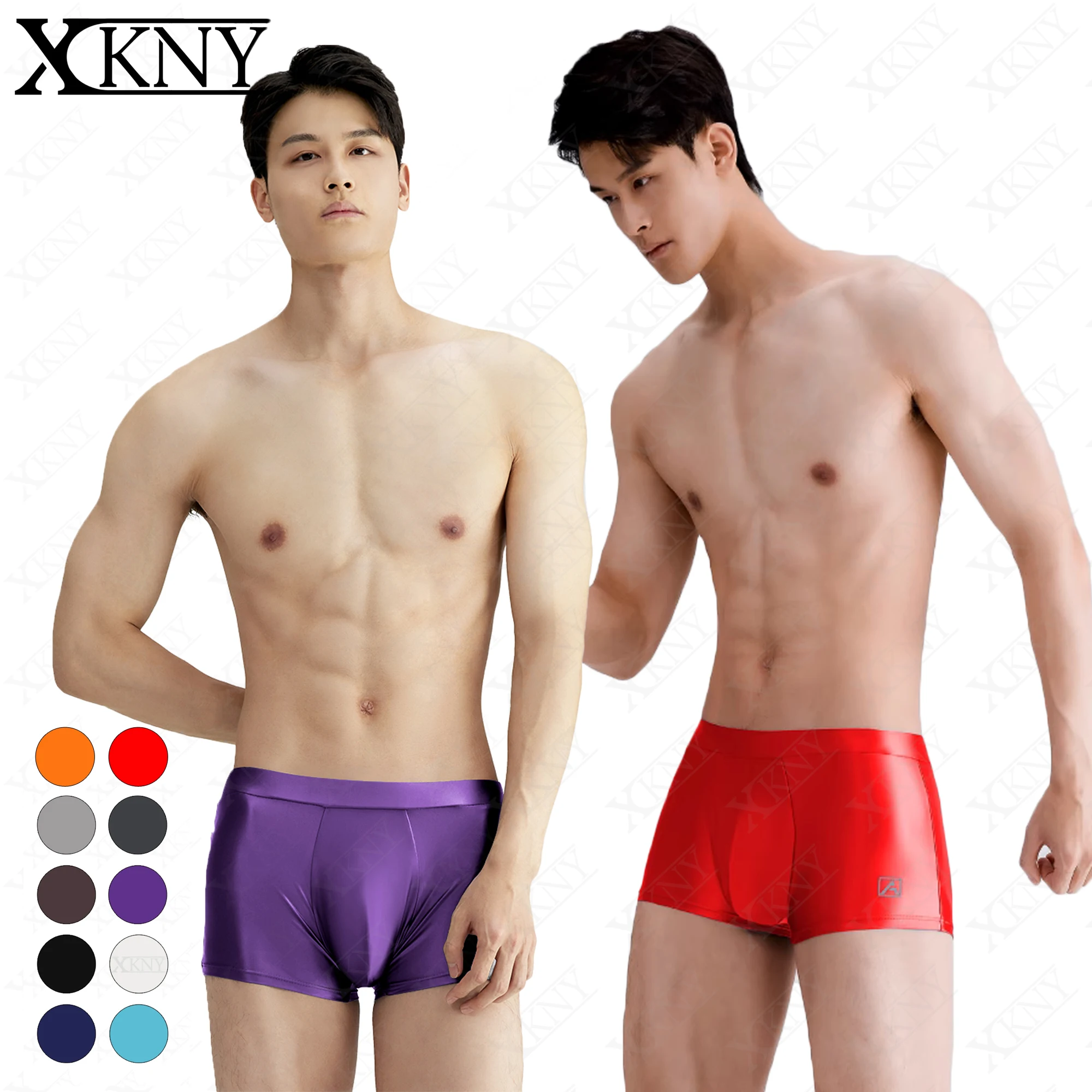 

XCKNY satin glossy men's boxer shorts oily underwear Silk High elasticity man boxer AMORESY