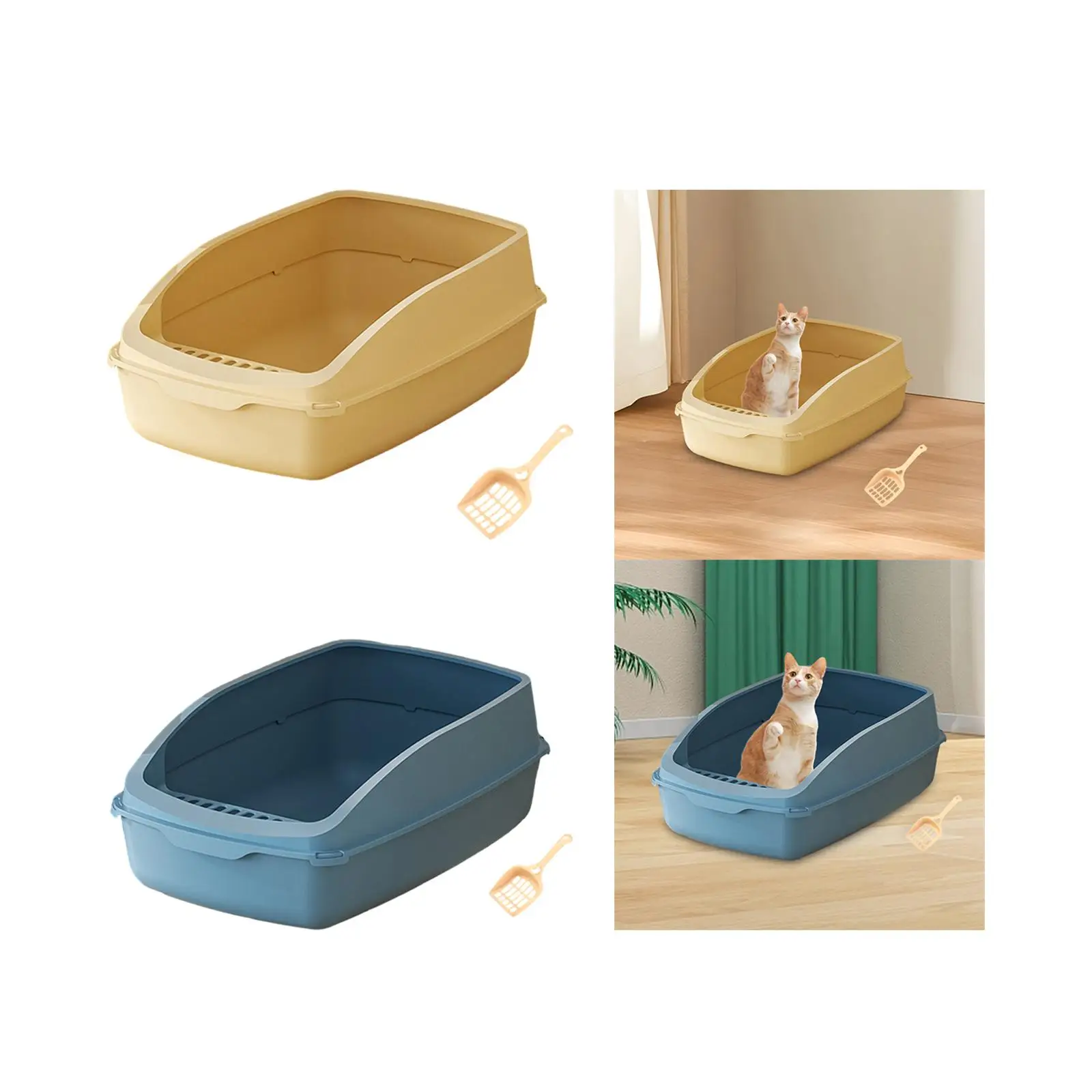 Cat Litter Tray Large Cat Sand Box Pet Litter Pan Semi Enclosed Anti Splashing Kitten Toilet for Medium Large Cats Small Animals