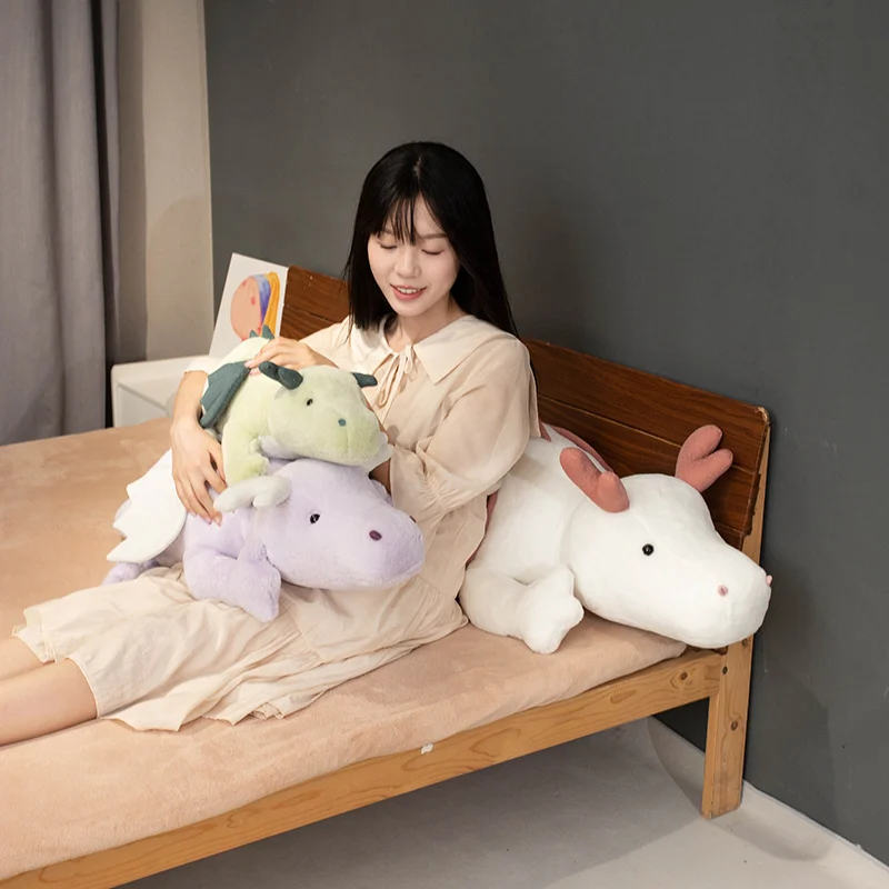 60/90/120cm Giant Wing Dinosaur Plush Toy Soft Stuffed Cartoon Animal Snow Dragon Dolls for Girlfriends Girls Throw Pillow Gifts