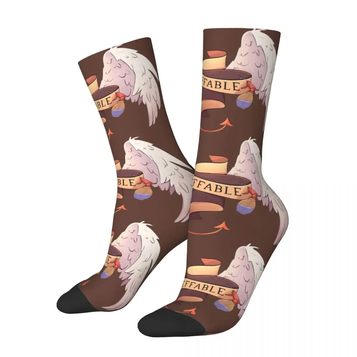 

Hip-hop Good Omens Wings Football Socks Crowley and Aziraphale Polyester Middle Tube Socks for Unisex Breathable