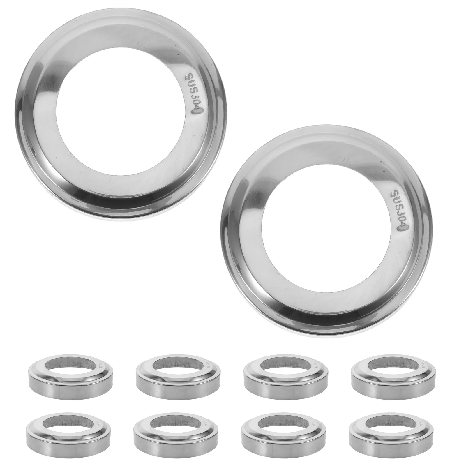 Placa de cubierta de escalera de piscina, cubierta protectora redonda de acero inoxidable para pasamanos de piscina enterrada, placa de cubierta, escudo, 10 Uds.