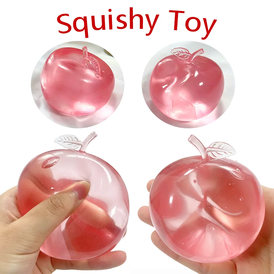 Pink Apple Squishy Toy Soft Slow Rebound Stress Relief Anxiety Relief Fidget Toy Sensory Funny Calming Toy Perfect Gift