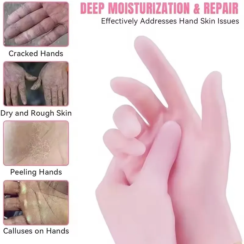 乾燥してひび割れた足のための保湿シリコンゲルソックス2枚組、肌に栄養を与え潤滑するフットケアマッサージソックス