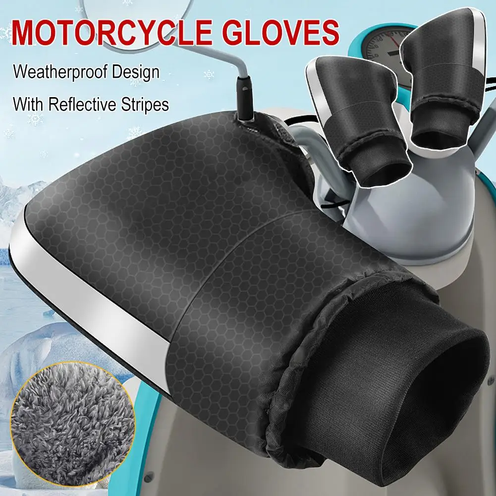 

1 Pair Winter Motorcycle Handlebar Muffs Cycling Gloves Motorbike Bar Mitts Waterproof Snowmobile Handle Thermal Gloves E-B E8T9