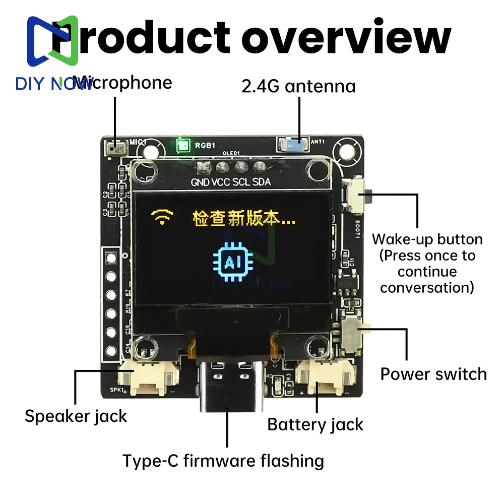 ESP32-C3 SSD1306 Intelligent Voice Conversation Module 0.96-inch OLED Xiaozhi AI Robot Development Board Onboard 16MB NOR Flash