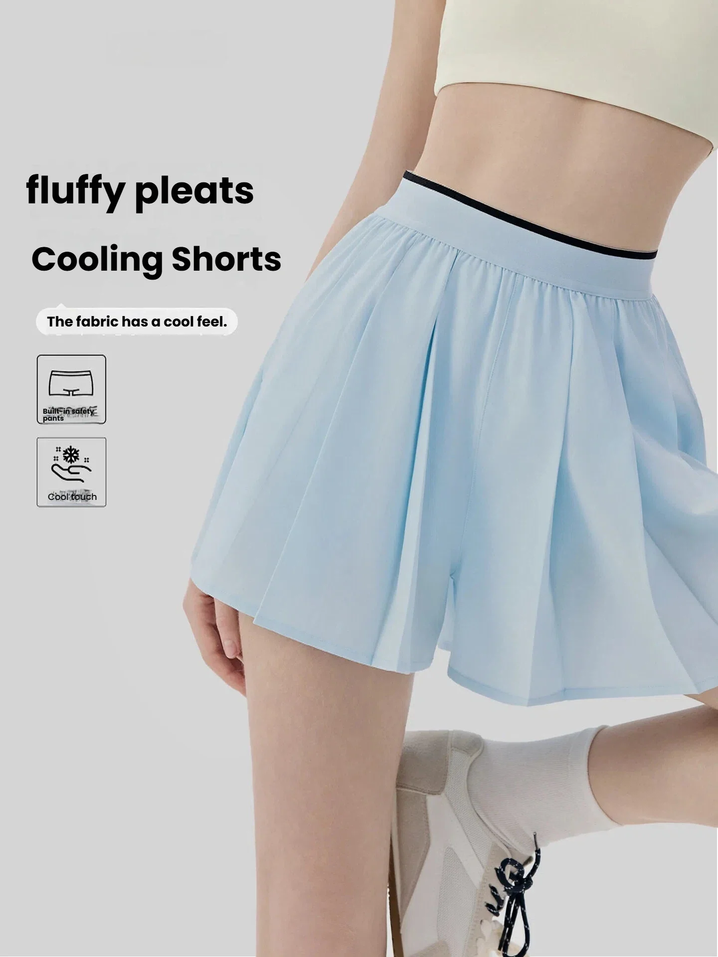 Women's Loose Yoga Skirt Shorts Built-in Shorts Anti-Peek Active Wear Pilates Skort with Pockets Pleated Sports Mini skirt