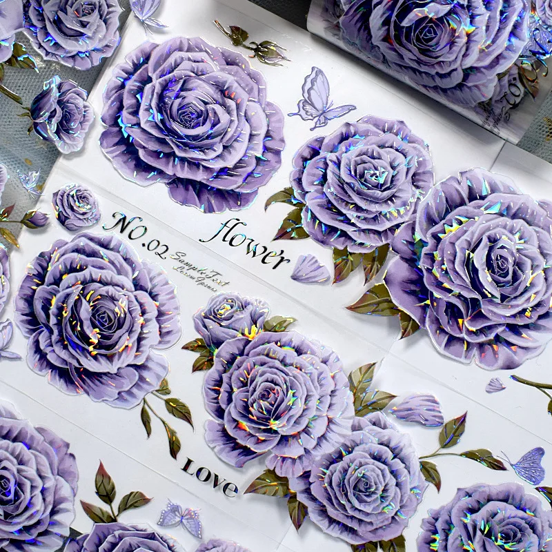 1pcs/1lot Decorative Adhesive Tapes PET Purple Flower Mask Tapes Scrapbooking DIY Paper Japanese Stickers 2M