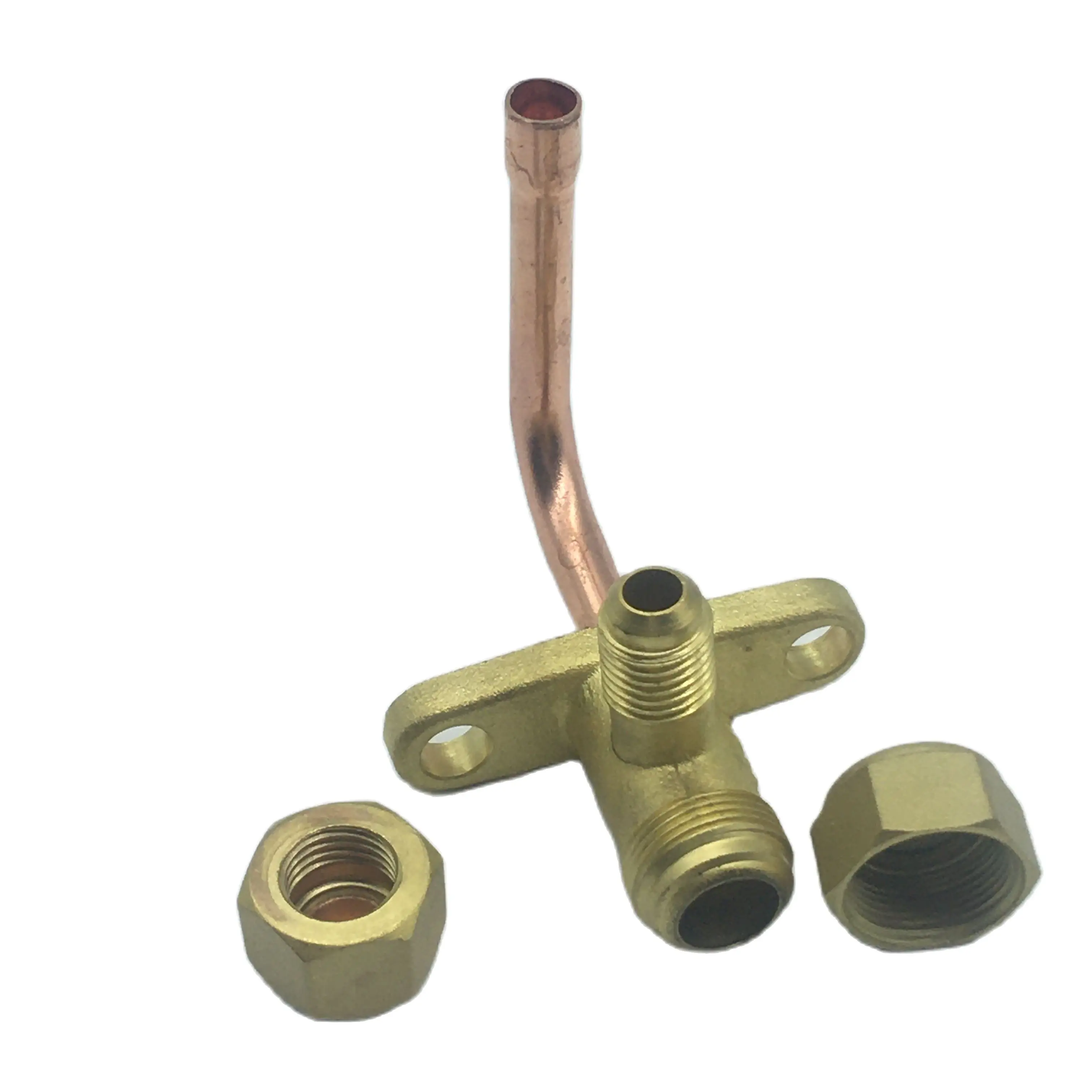 Service valve with oval flange bracket & 90\' elbow copper tube is designed for box type cooling unit, freezer and water chillers