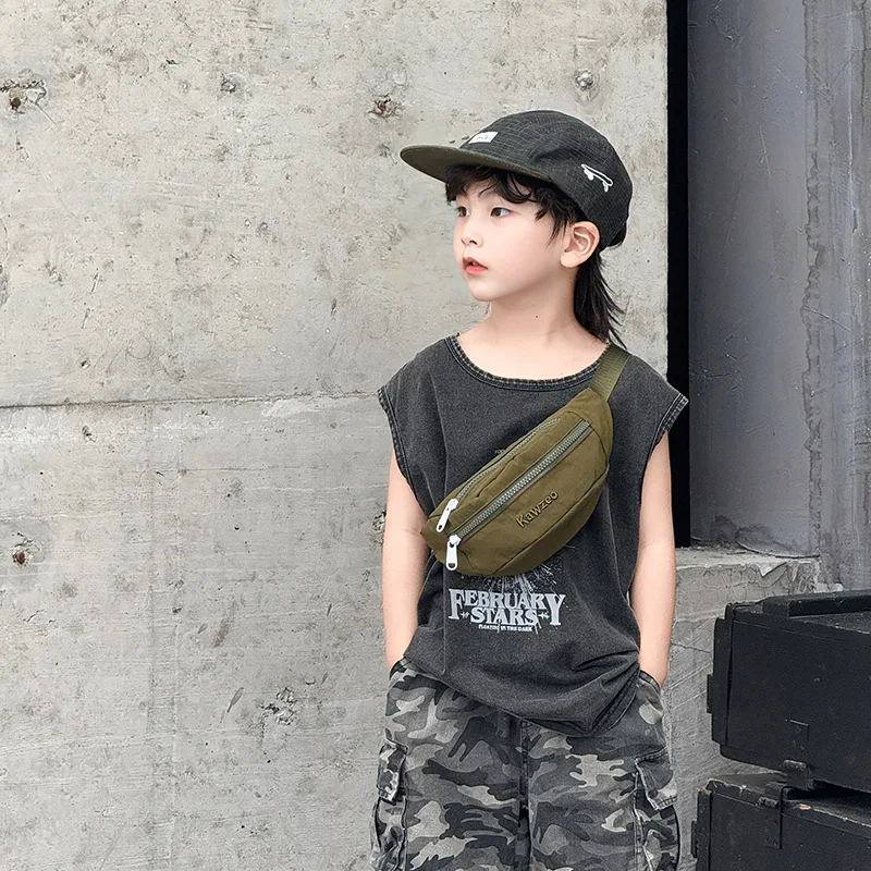 رسالة بلون الأولاد النايلون طبقة مزدوجة أكياس الصدر عارضة الرياضة الفتيات حقيبة كروسبودي المحمولة الاطفال حقيبة كتف الخصر حزمة