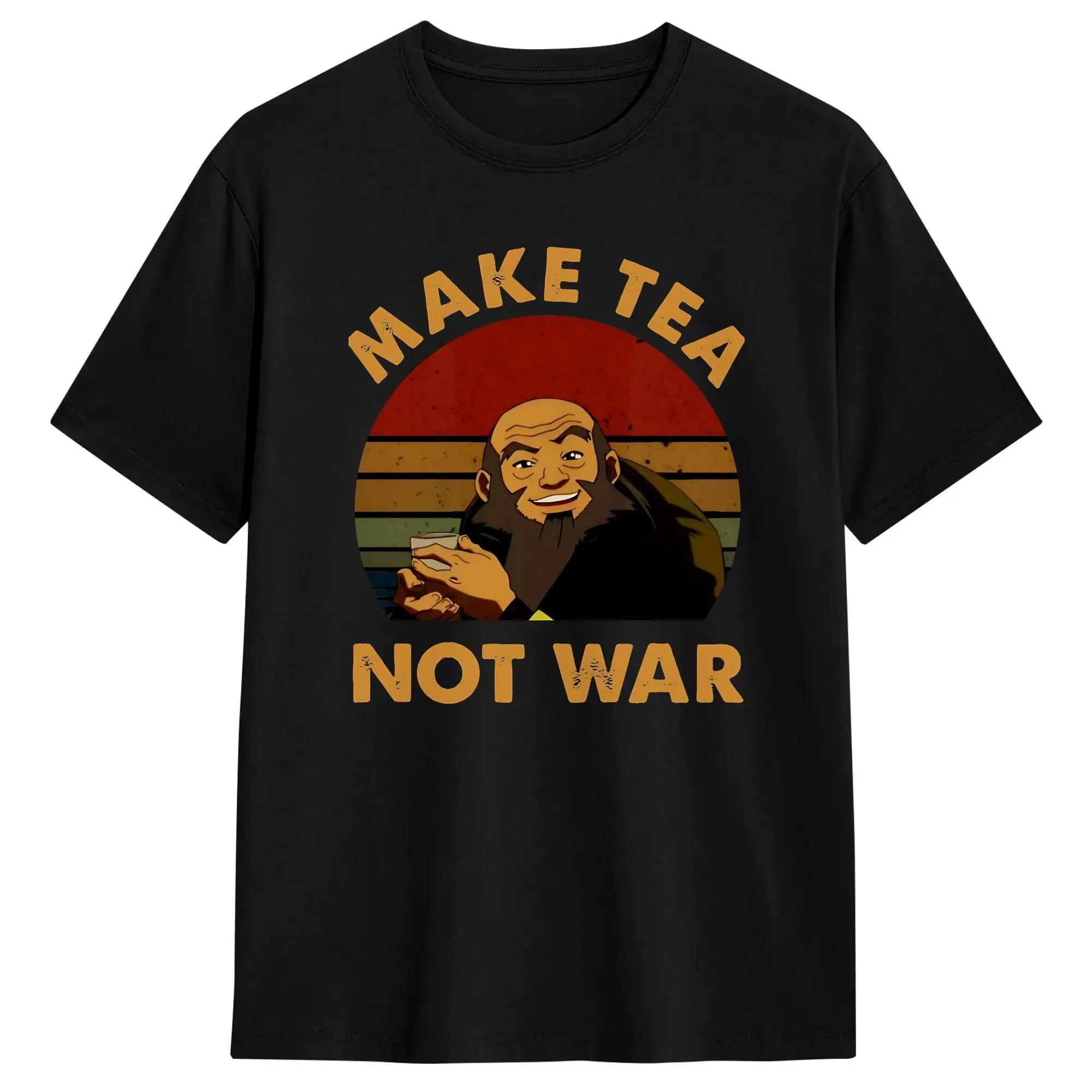 Vintage T-Shirt The Last Airbender Avatars Uncle Iroh Make Tea Not War Pure Cotton T-Shirts Popular Tshirt Men Summer Print Tops