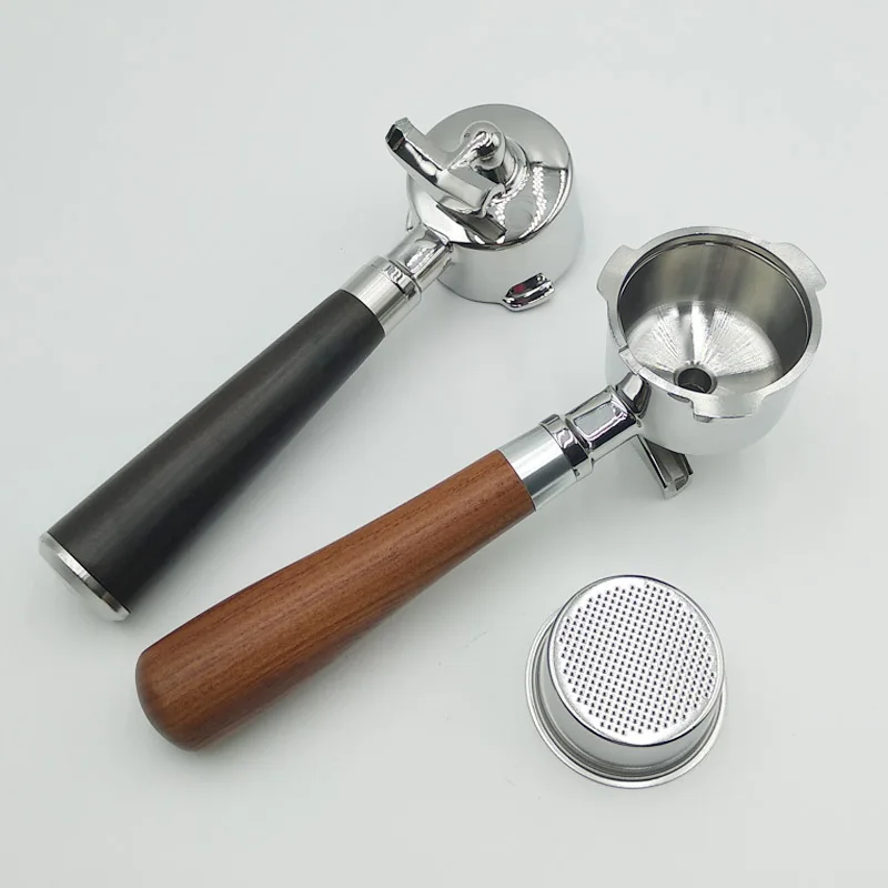 Italian 51mm Coffee Machine Solid Wood Stainless Steel Ox Horn Handle Funnel Filter Screen Powder Cup  for Dongling Baicui, Etc