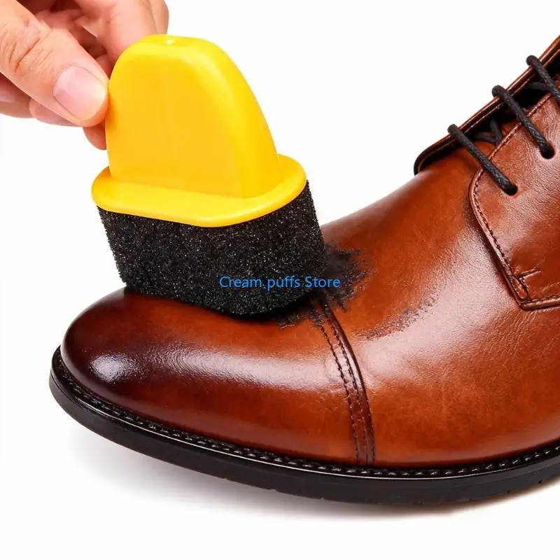 50LE Ergonomic Handle Portable Shoe Shining Sponge Brush For Footwear Maintenance
