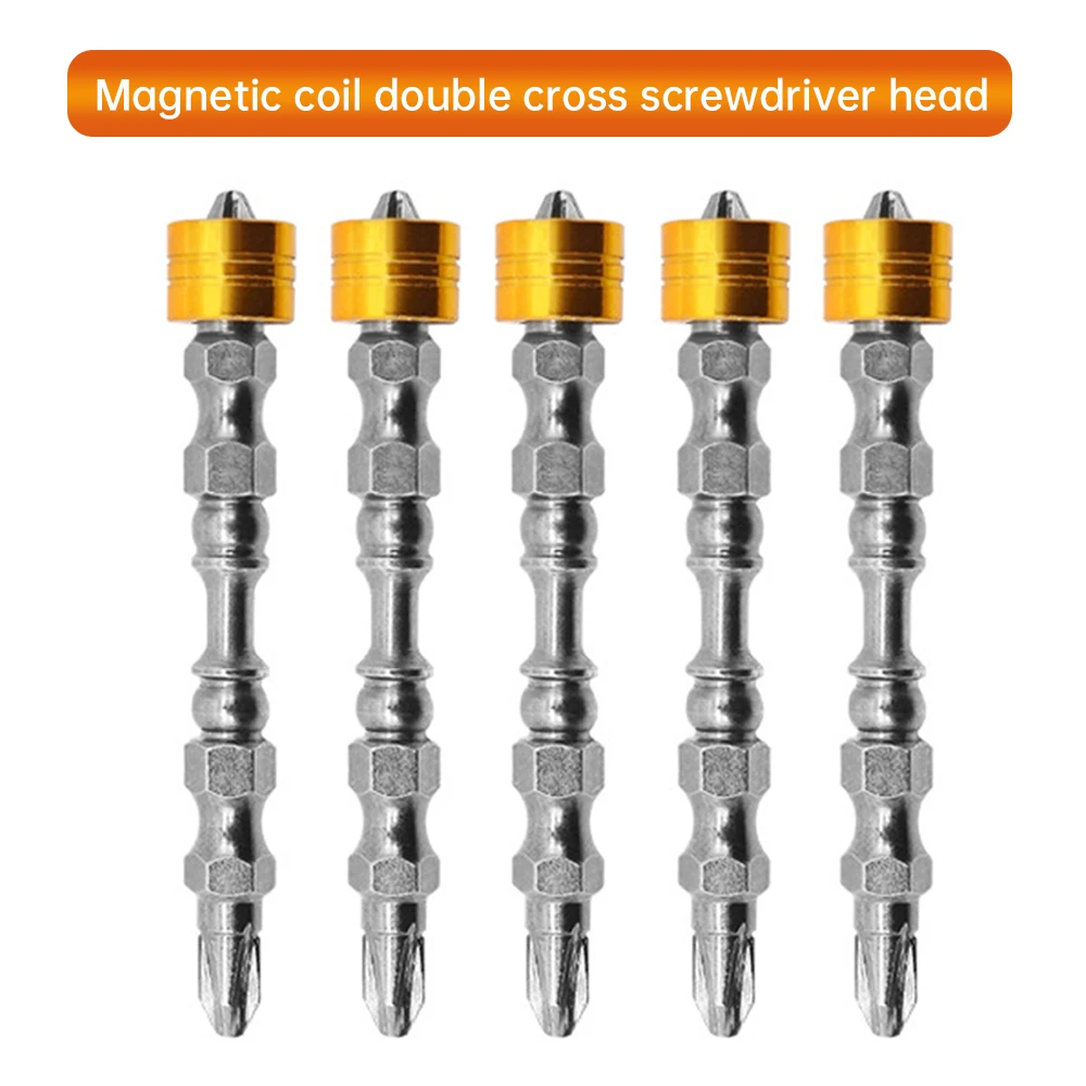 5pcs Double Head PH2 Screwdriver Bit Set With Magnetic Ring ScrewDriver Strong Coil Wind Head Locate The Cross Hand Drills