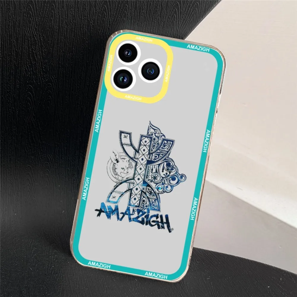 Custodia per telefono Amazigh Symbol Berber Academy per iPhone 11 12 Mini 13 14 15 Pro Max Custodia trasparente