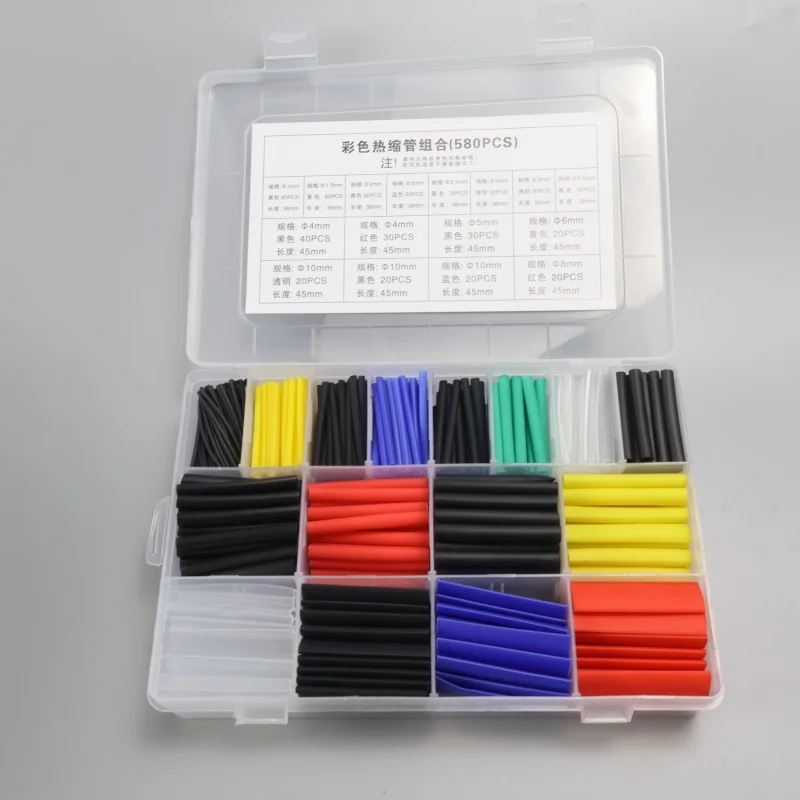 

580Pcs Heat Shrink wrapped Shrinking Insulation Sleeving Thermal Casing Car Electrical Cable Shrink Tube Tube Kit