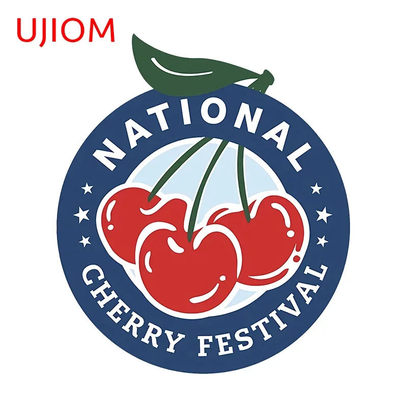 UJIOM 13cm X 11.2cm Cherry Festival Cartoon Logo Wall Sticker Personality Kids Room Refrigerator Decal Creativite Home Wallpaper