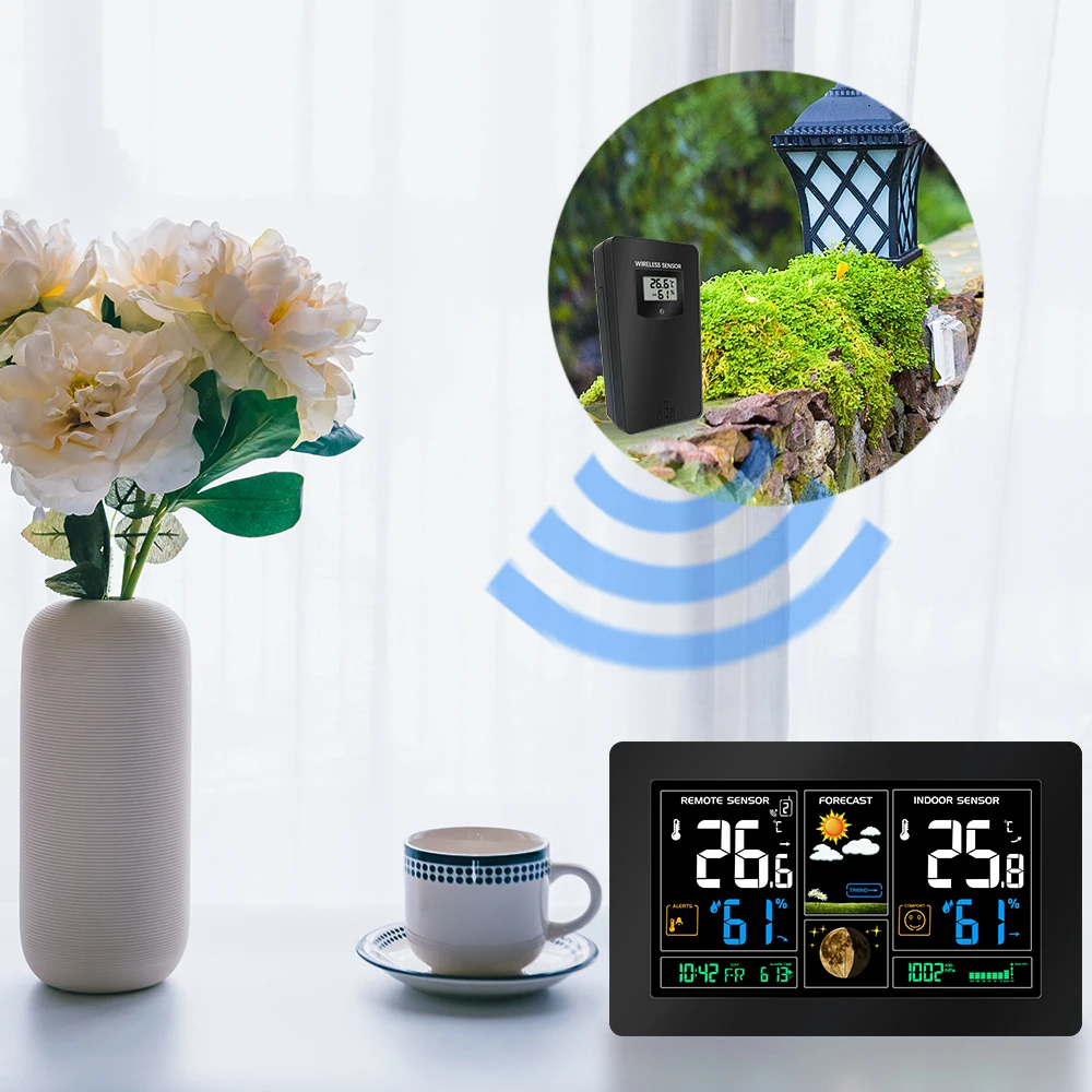 3378 Plug Digital Weather Station Forecast Weather Bed Clock Indoor Thermometer Hygrometer