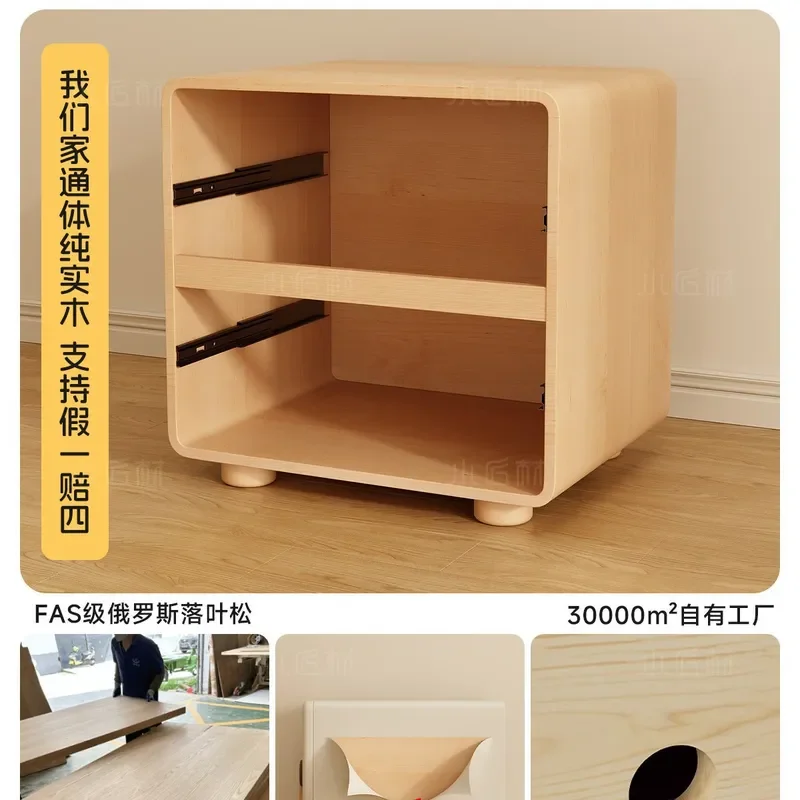 2025 Popular Cream Style Solid Wood Bedside Table Household Bedroom Small Nightstand Kids Cabinet Light Luxury