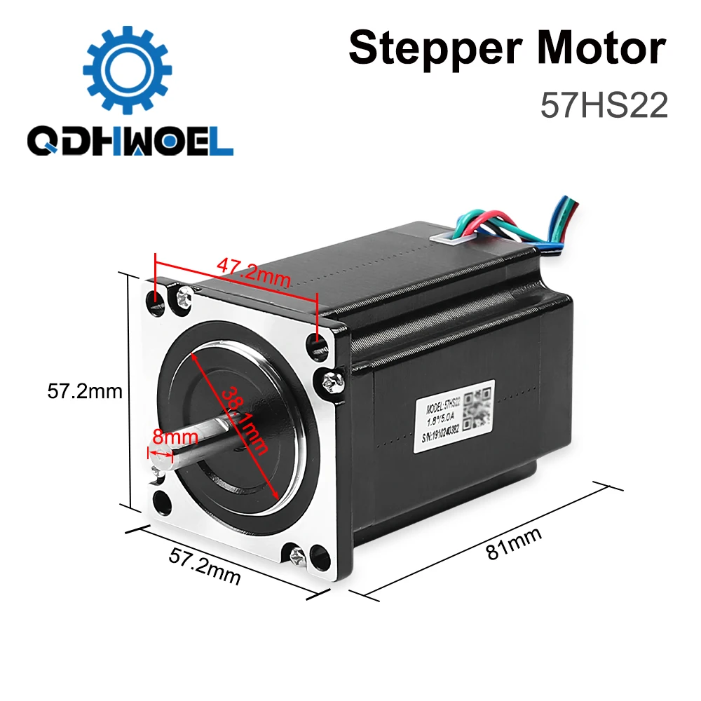 Leadshine 57HS22 Stepper Motor 2 Phase 2.2 N.m 5.6A 8-lead Length 8m Shaft 8mm Nema 23 for CNC Engraving Milling Machine