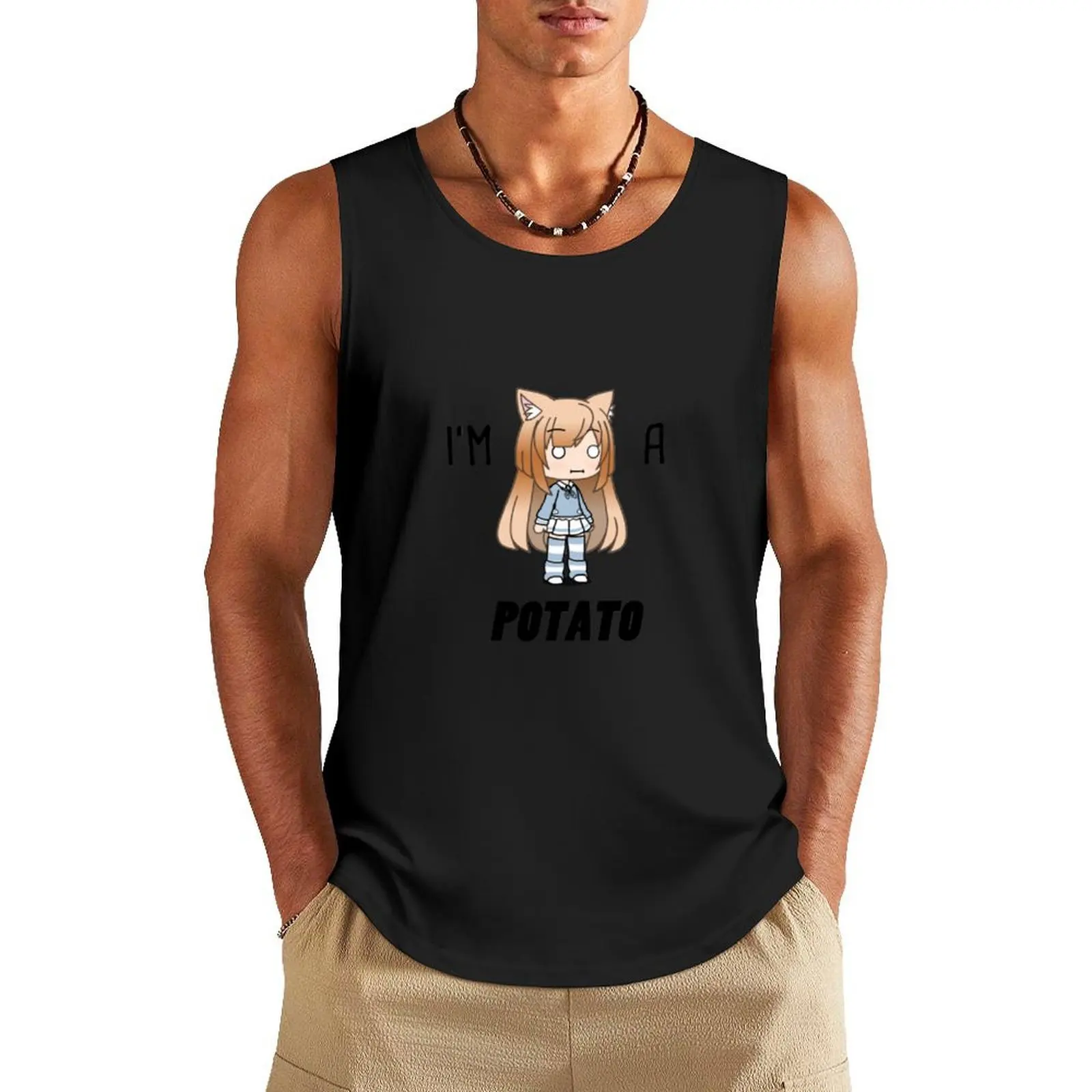 

Potato Gacha Tank Top Sleeveless T-shirt sleeveless vest men T-shirt Men's gym