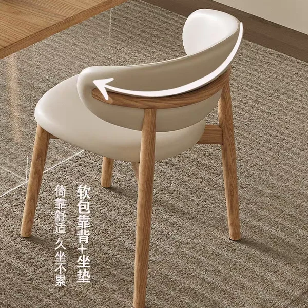 كرسي طعام من الخشب الصلب حقيبة ناعمة إسكندنافية كرسي خلفي للفنادق مطعم مقهى مصمم كرسي مكتب #3