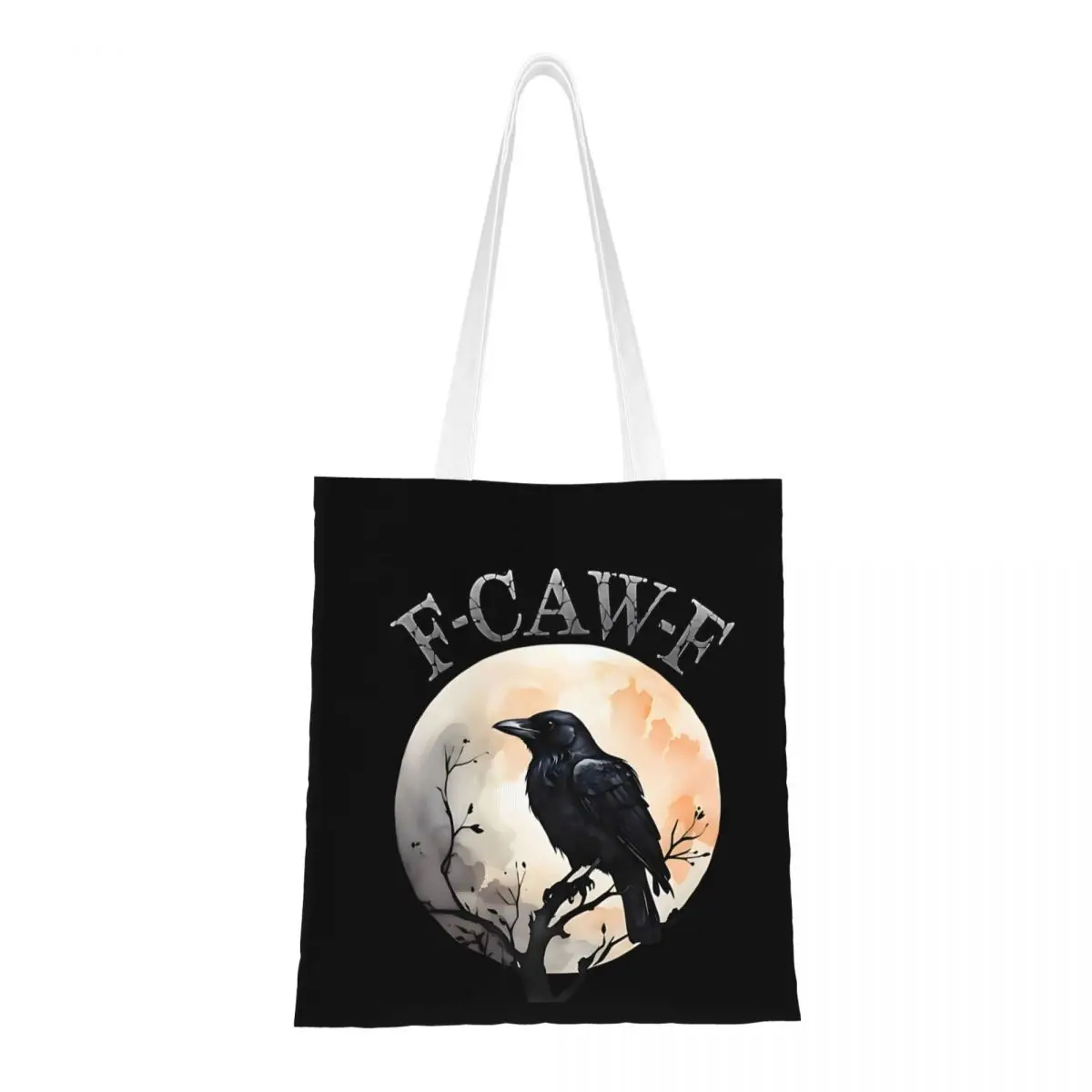 

Женские и мужские сумки-тоут F-Caw-F Meme, большая вместительная забавная сумка для продуктов с черной птицей и луной для покупок, сумки