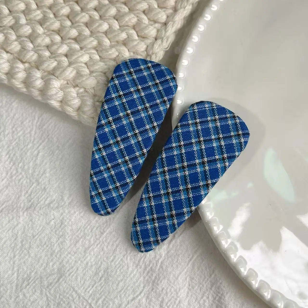 3PC Fashion High-quality College Style Denim Plaid BB Hair Side Clips Vintage Hairpin for Girls Women Korean Hair Accessories