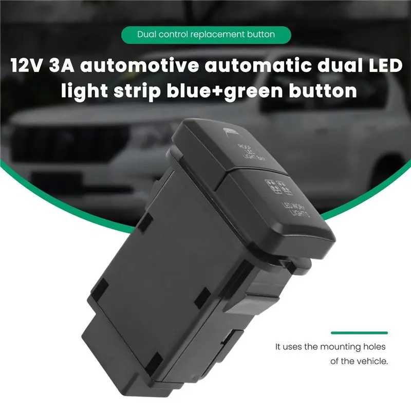 AU33-12V Car Dual LED Light Bar Blue/Green On-Off Push Switch Button For Toyota Prado Reiz Hilux Landcruiser Light Button