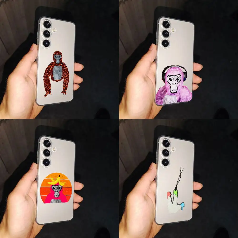 

Monkey G-Gorilla Banana Tag Phone Case For Samsung S24,30,21,22,23,20 FE,lite,PIus,Ultra,5G,Note,9,10 Transparent Box