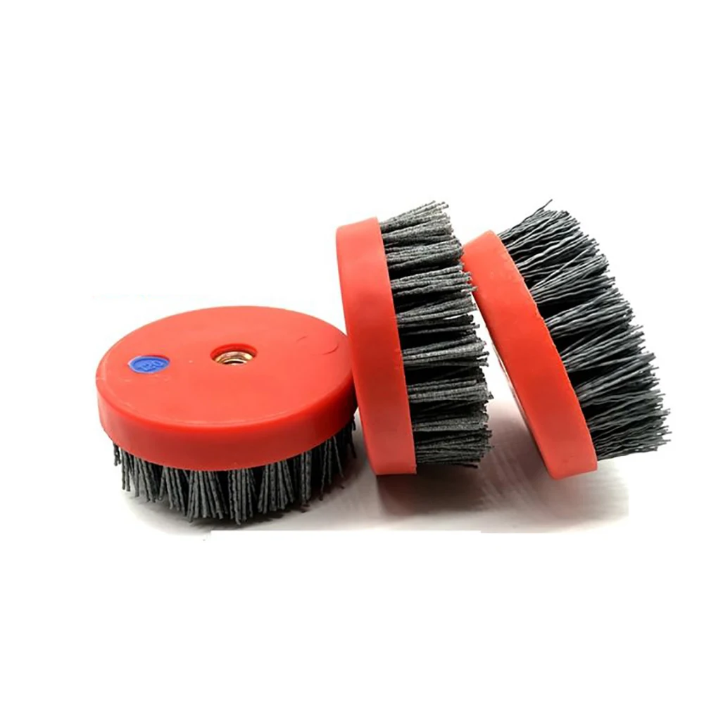 4 Inch Diamond Circular Antique Brush RED Round Cleaning Brush for Marble Granite Stone Tile Ceramic Floor Silicon Carbide