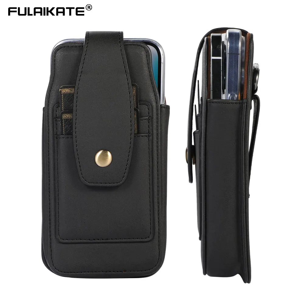 

FULAIKATE-Universal Phone Bag for Samsung Galaxy Z Fold 3 5G, Vertical Waist Holster, Card Pocket Pouch for iPhone 13 Pro Max