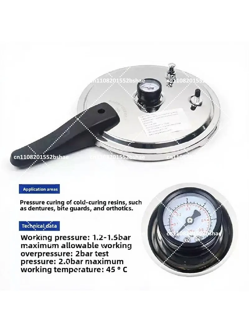 Dental Lab Pneumatic Pressure Pot - Denture Curing Polymerizing Pot with Pressure Gauge