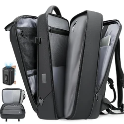 60L Expandable Airback Backpack With Vacuum Seal Business Back Pack Water Resistant Travel Backpack USB Charging Port Laptop Bag