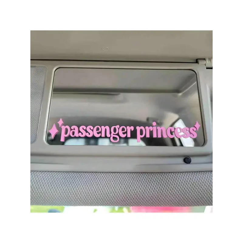 Transparent Background Sweet Text Passenger Princess Auto Sun Visor & Dashboard Decor Sticker, Waterproof Cute Vehicle Decal
