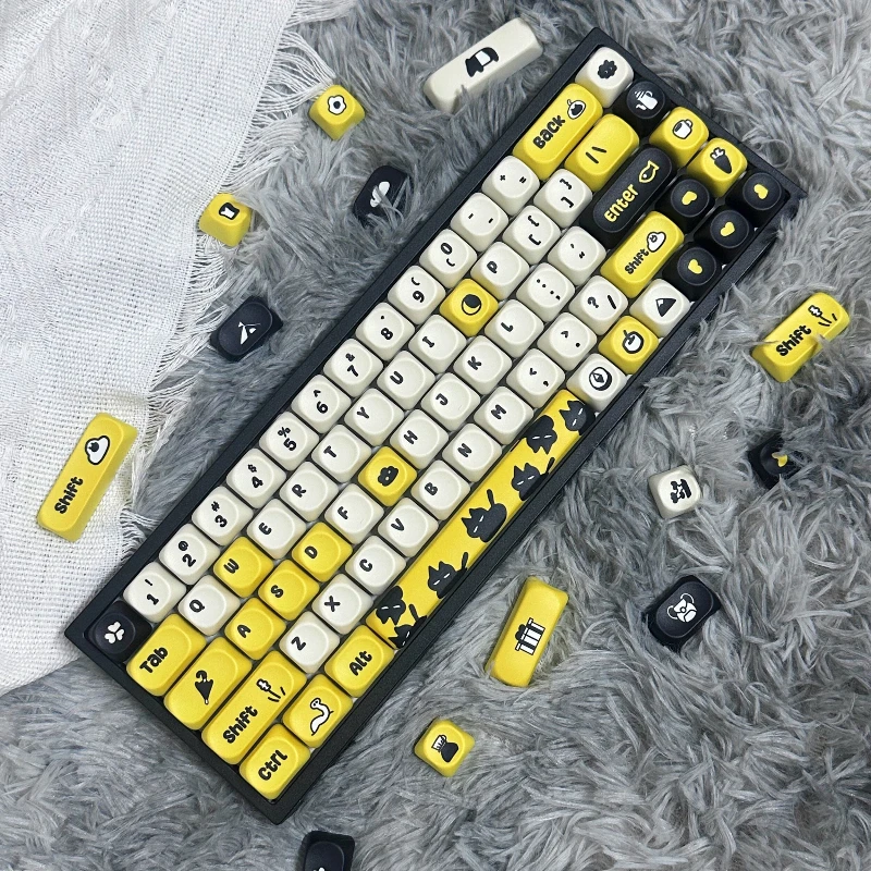 Keycaps Moa Profile Cute Fruit Cartoon Pbt Full Set Custom Caps Fit 60 65 75 87 Layout Kawaii Mechanical Keyboard Diy Gaming Use