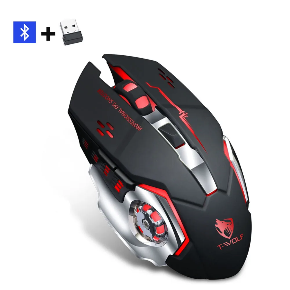 6 Keys & Adjustable DPI | RGB Backlit Wireless Gaming Mouse 2.4G & Bluetooth Dual Mode Rechargeable Ergonomic for PC Laptop Mac