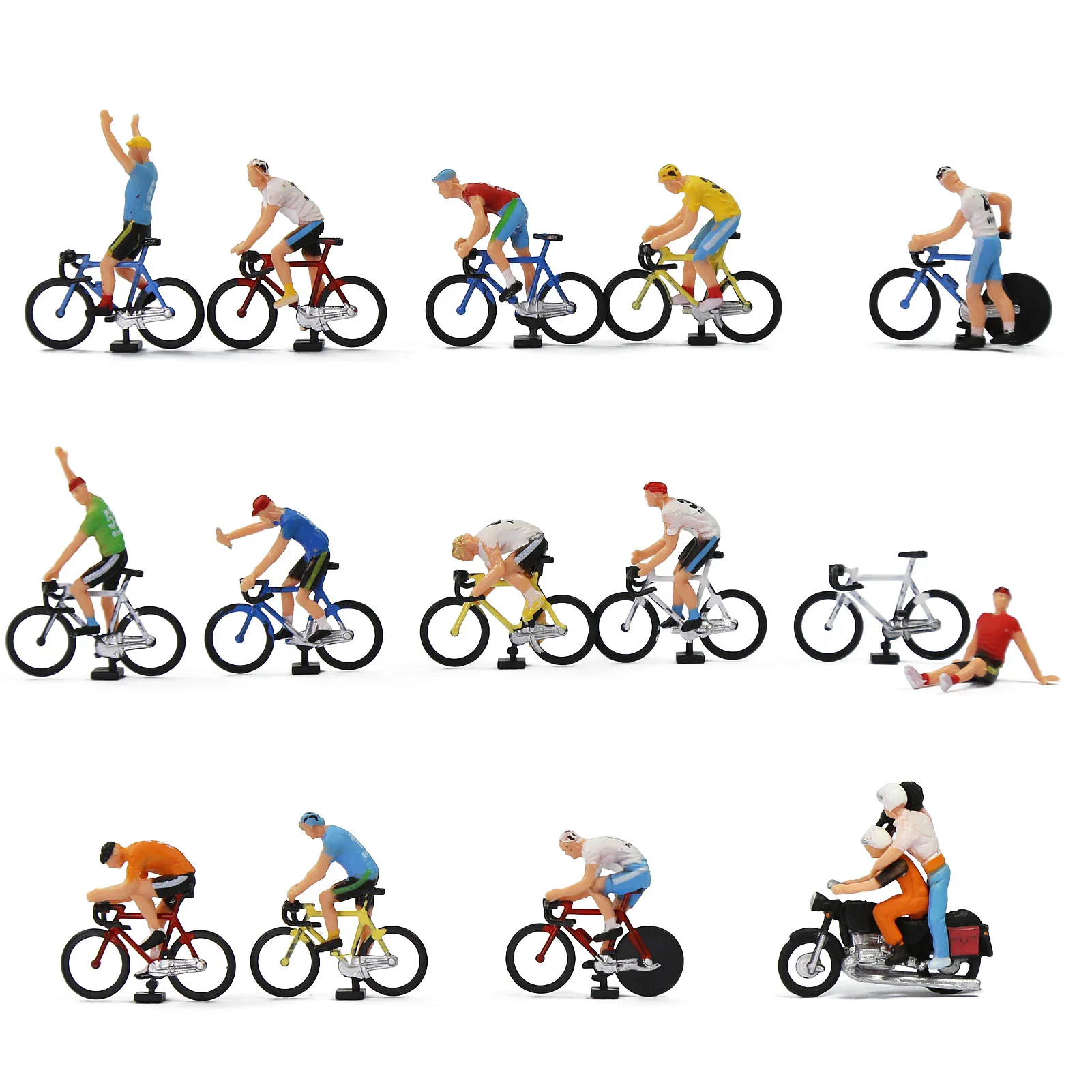 Model Railway HO Scale 1:87 Cyclist Photographer Cycling 15 Different Poses Bicycle Motorcycle