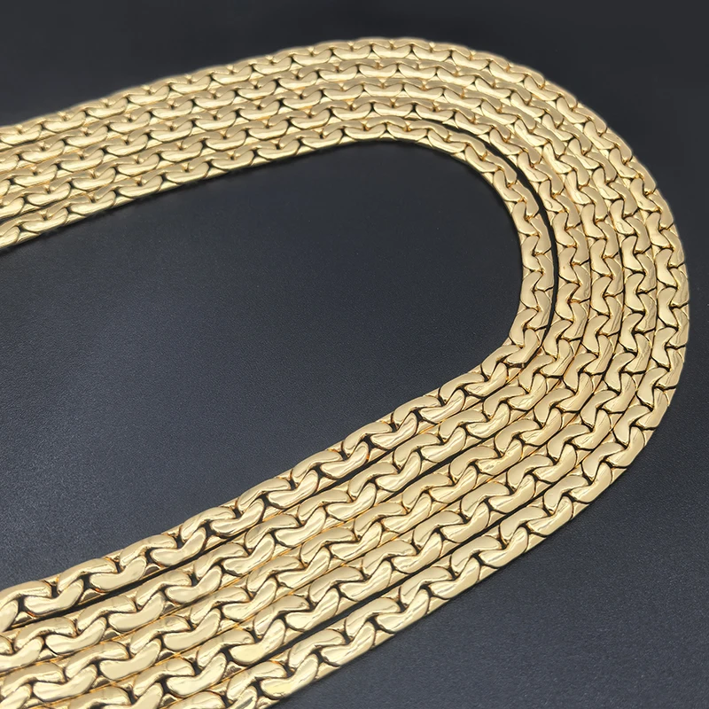 قلادة ذهبية اللون سلسلة كوبية للرجال والنساء 7 مللي متر 18 بوصة موضة الهيب هوب مجوهرات بسيطة هدية عيد ميلاد