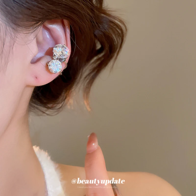 Small Simple Zircon Ear Clips Without Ear Holes Versatile Ear Bone Clips Personalized Earrings Light Luxury High-end Temperament