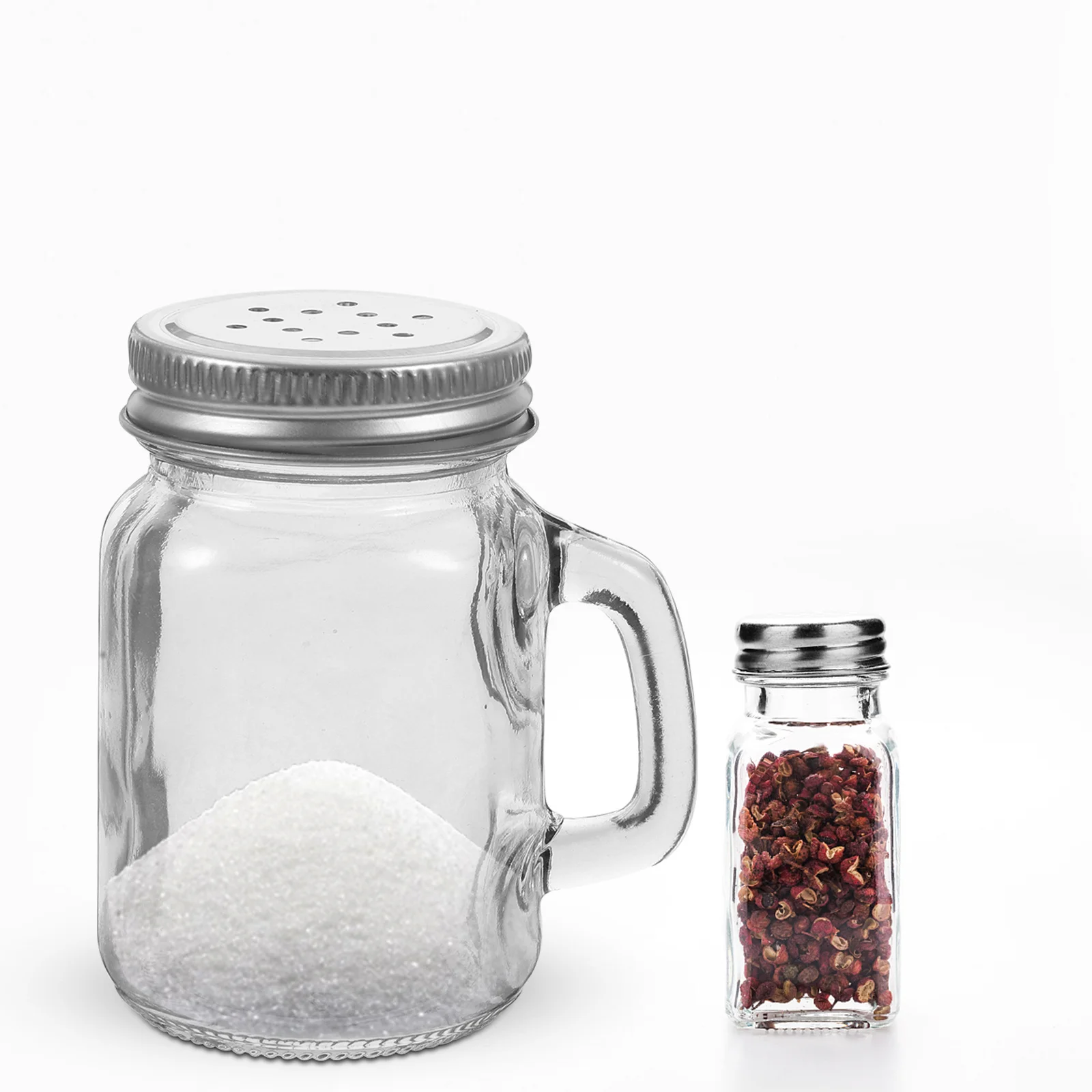 2 Buah Botol Bumbu Kaca Kompak Pengocok Garam Merica Toples Bumbu Kecil Wadah Penyimpanan Dapur Pengocok Garam