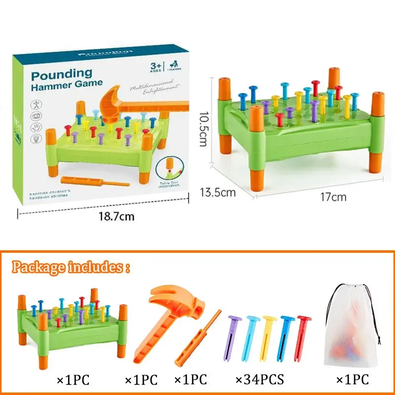 モンテッソーリネイルネジゲーム微細運動トレーニングおもちゃ感覚学習色認知セット教育玩具自閉症の子供のため
