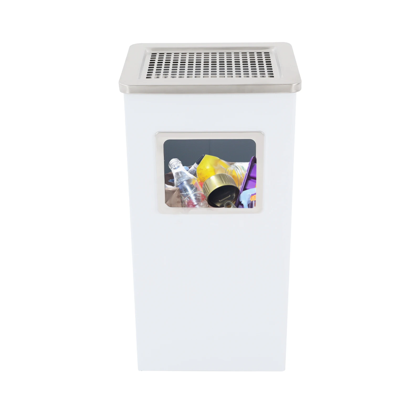 

Garbage Can, Trash Can, Barrel, 31x25x61cm, White, Sturdy Steel, Rustproof, Durable, for Bathroom Kitchen Home