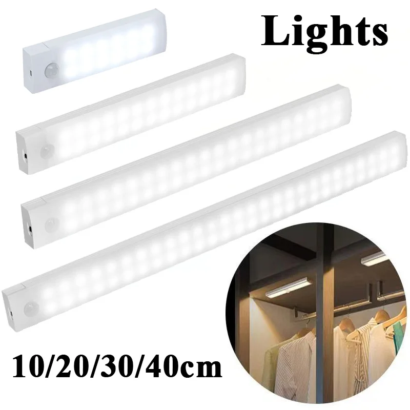 Night Light USB Magnetic Induction Lamp Rechargeable Dimmable LED Cabinet Light Sensor for Bedside Wardrobe Stairway Lighting