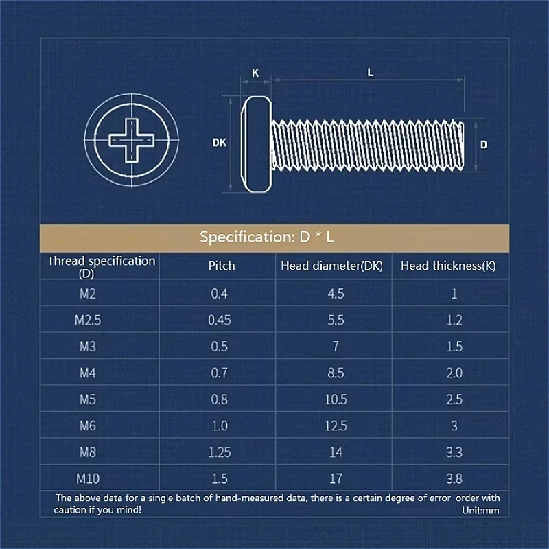 M2 M2.5 M3 M4 M5 M6 M8M10 304 Stainless Steel Flat Phillips Head Allen Furniture Rivet Screw Chamfered Edge Connector Joint Bolt