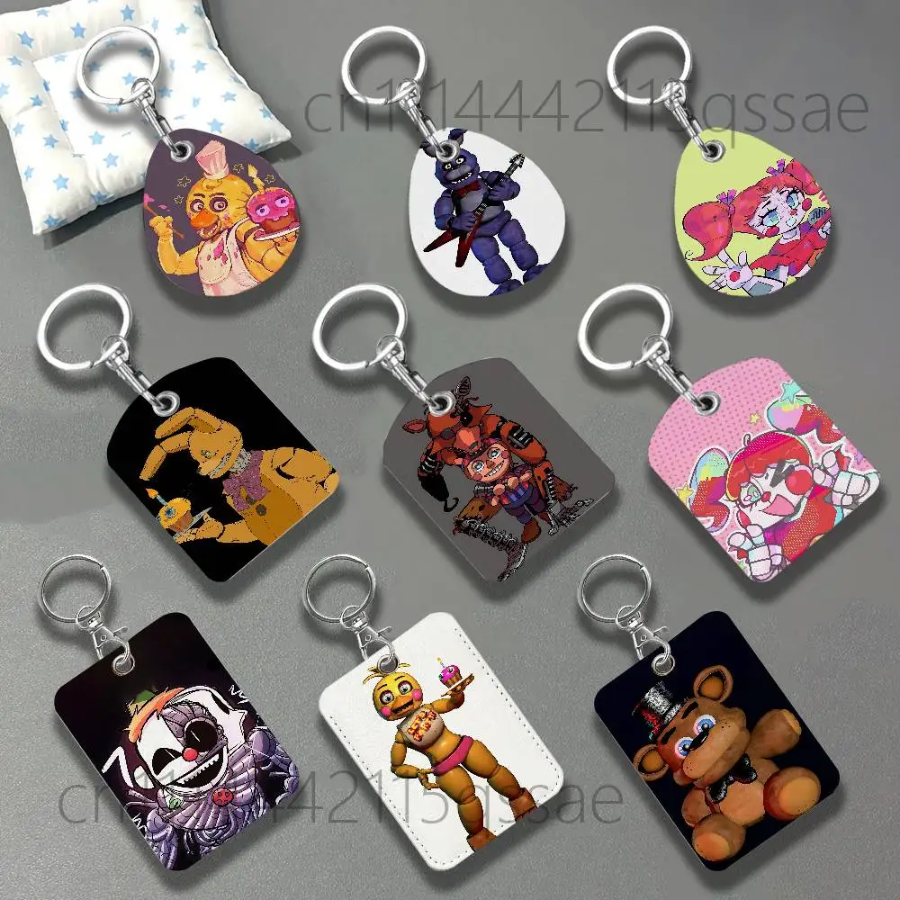 Circus Baby Freddy FNAF Leather Keychain Card Holder For Airtag & Access Cards Modern Bus Pass
